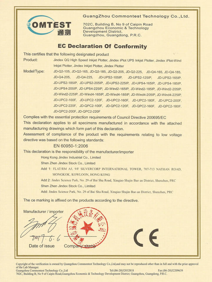2017EC Declaration of conformity 2006